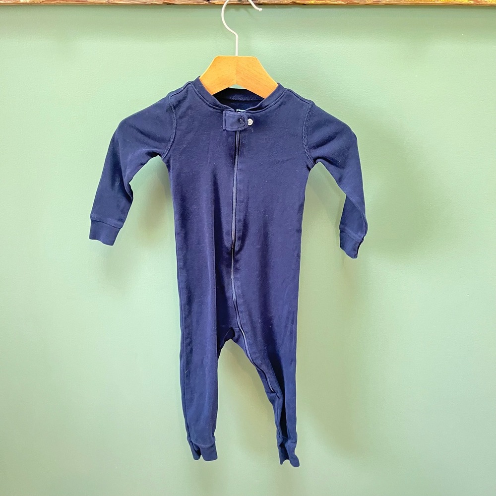 Primary Baby Zip Footless Pajamas Navy Blue 100% Cotton Sleeper 18-24 Months